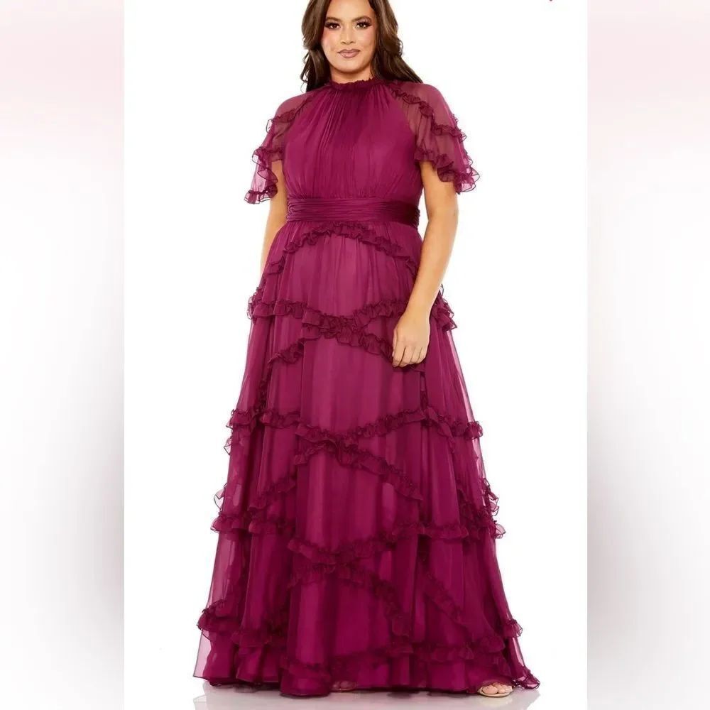 Mac Duggal 68424 Ruffle Long Dress NWOT